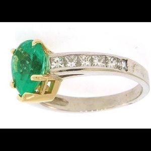 Gorgeous Emerald & VS1-2 Princess Cut Plat. Ring